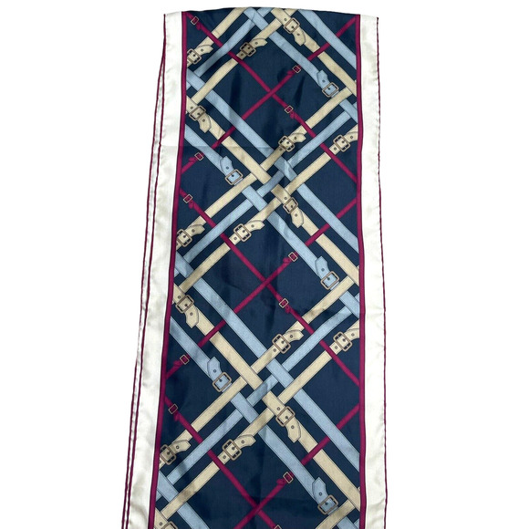 BURBERRY Silk Belt Nova Check Plaid Belt Print Rectangle Scarf 11x62 - Picture 10 of 16